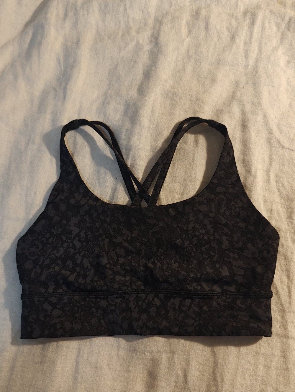 lululemon athletica Black Patterned Crisscross Sports Bra